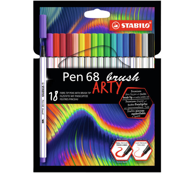 Brushstift STABILO Pen 568/18 Arty assorti etui à 18 stuks