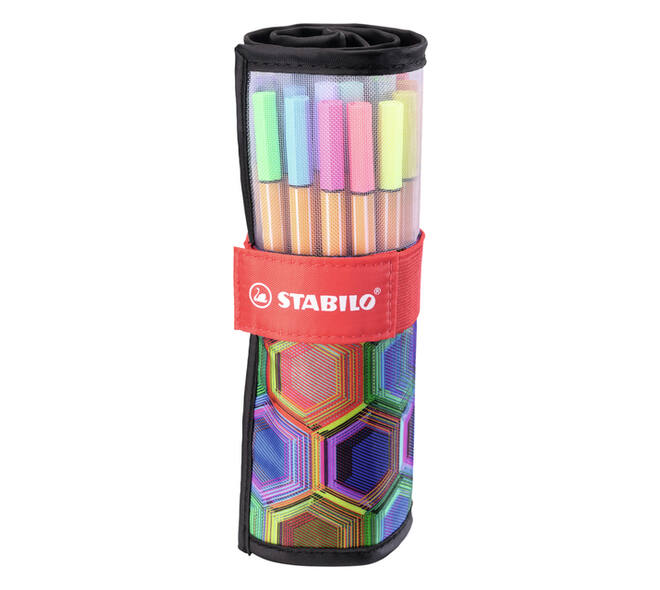 Fineliner STABILO point 88/25 Arty rollerset zwart fijn ass 25st