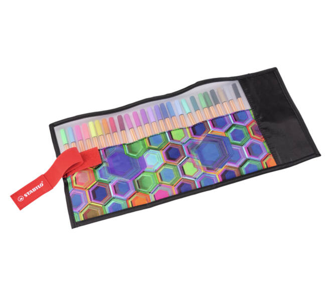 Fineliner STABILO point 88/25 Arty rollerset zwart fijn ass 25st