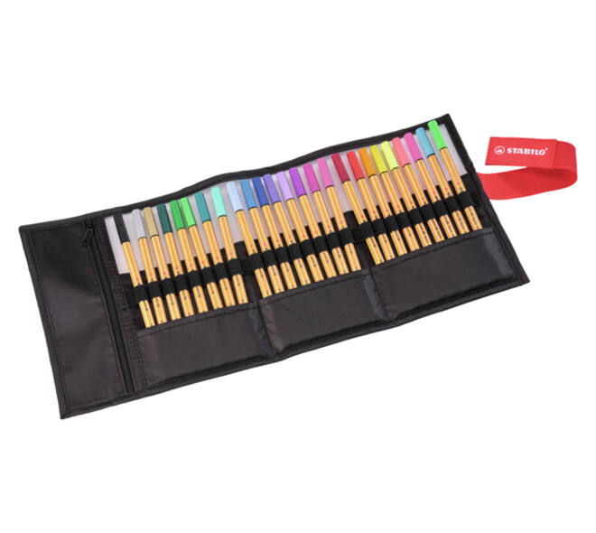 Fineliner STABILO point 88/25 Arty rollerset zwart fijn ass 25st