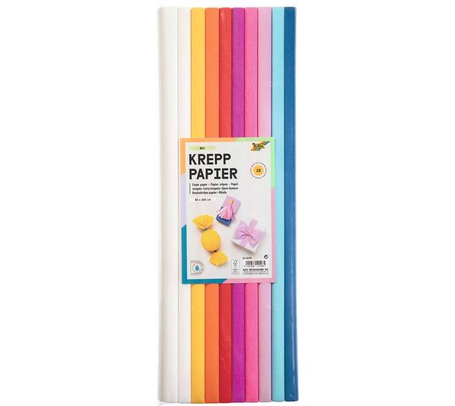 Crêpepapier Folia 50x200cm 10 rollen mixkleuren