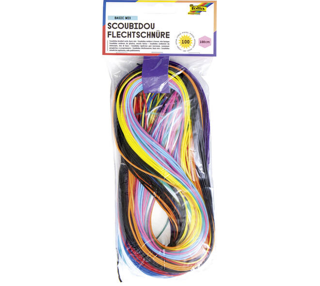 Scoubidoo touwtjes Folia 100cm 100 stuks assorti kleuren