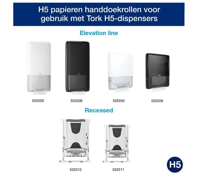 Handdoek Tork H5 PeakServe Universal 1-laags 201x225mm 12x410 vel wit 100585