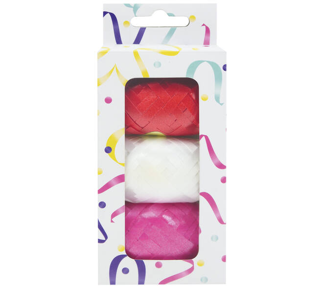 Lint set à 3 kleuren rood, wit en roze