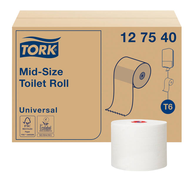 Toiletpapier Tork T6 Universal systeemrol 1-laags 135m wit 127540