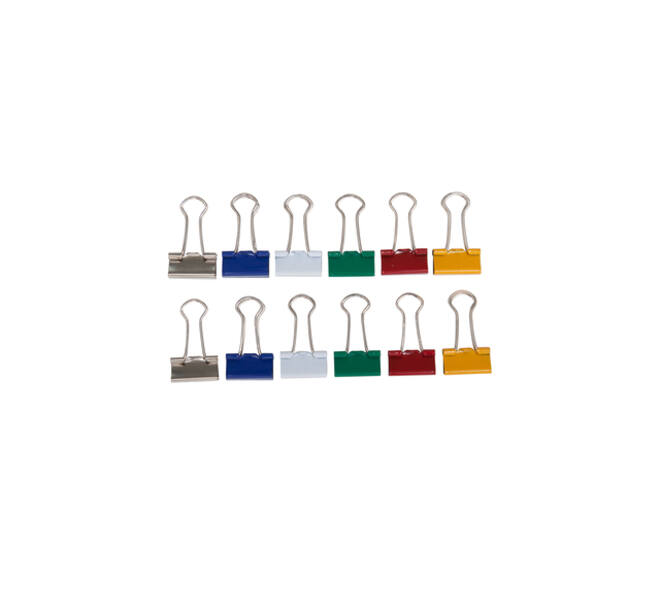 Papierklem MAUL 213 foldback 19mm capaciteit 7mm assorti 12 stuks