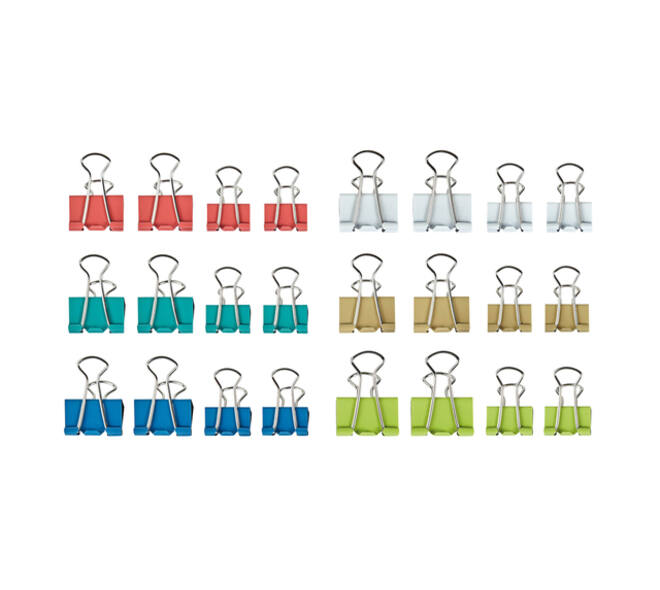 Papierklem MAUL 215 foldback 7mm + 9mm assorti 24 stuks