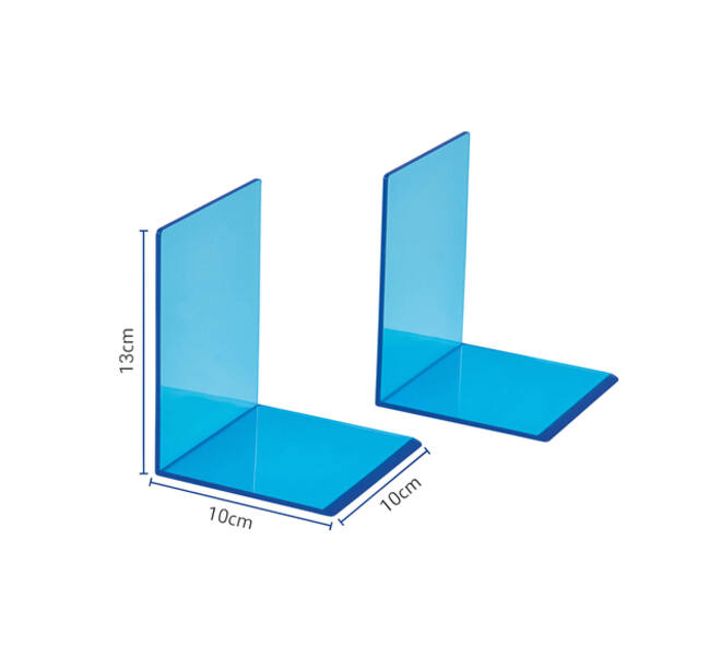 Boekensteun MAUL 10x10x13cm acryl set 2 neon blauw transparant