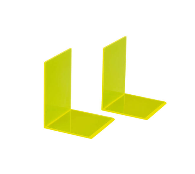 Boekensteun MAUL 10x10x13cm acryl set 2 neon geel transparant