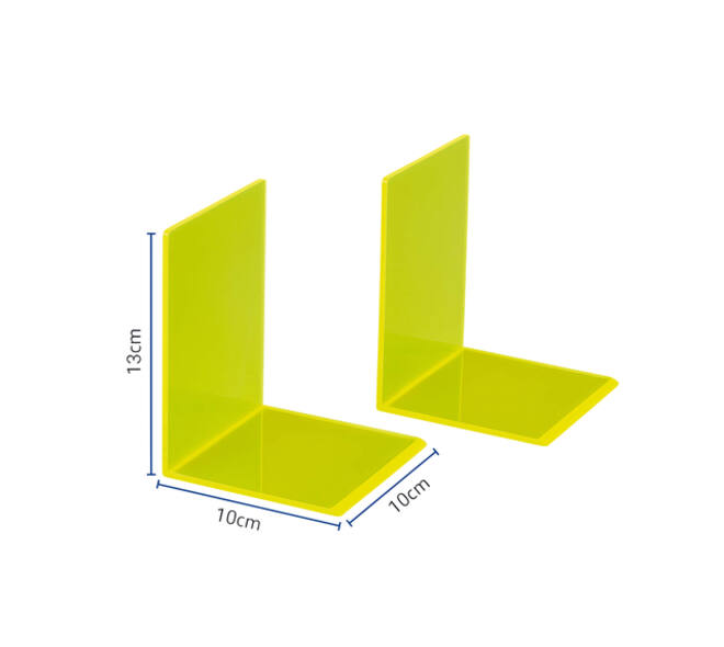 Boekensteun MAUL 10x10x13cm acryl set 2 neon geel transparant