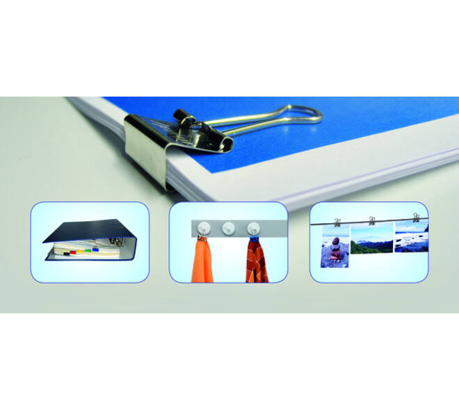 Papierklem MAUL 215 foldback 19mm capaciteit 7mm assorti 12 stuks