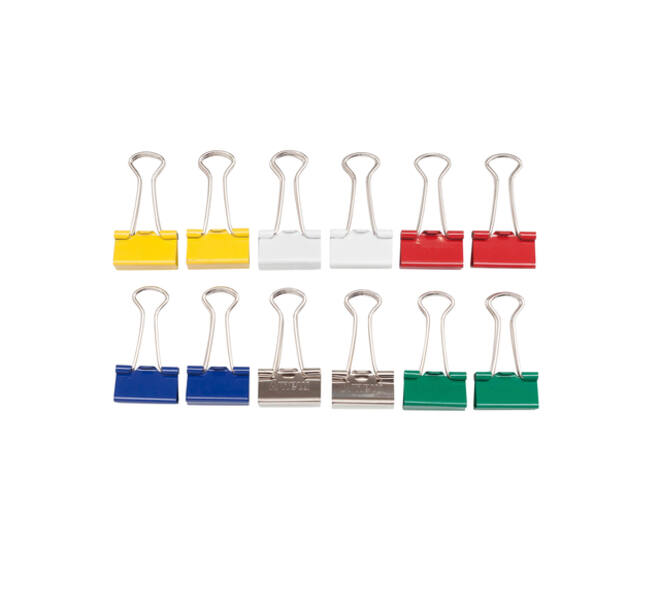 Papierklem MAUL 215 foldback 19mm capaciteit 7mm assorti 12 stuks
