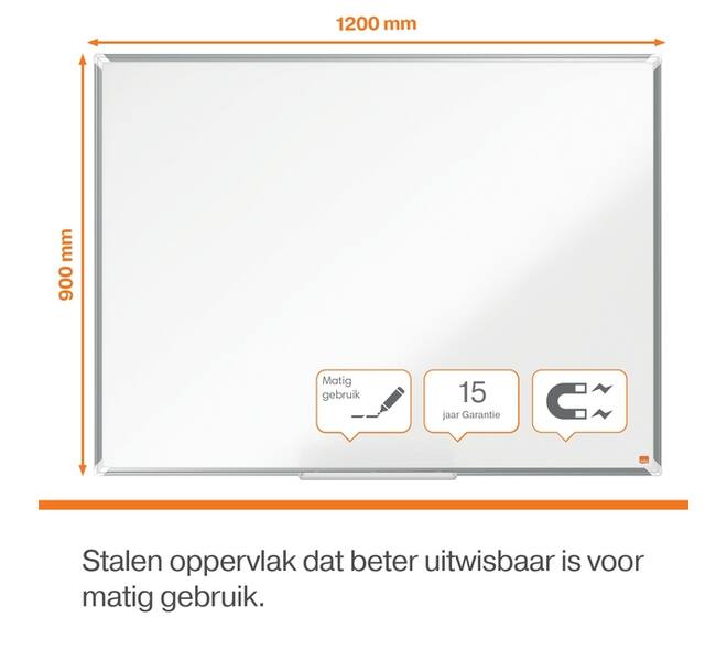 Whiteboard Nobo Premium Plus 90x120cm staal