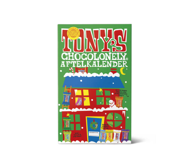 Chocolade Tony's Chocolonely Kerst big Tiny calendar 225gr assorti