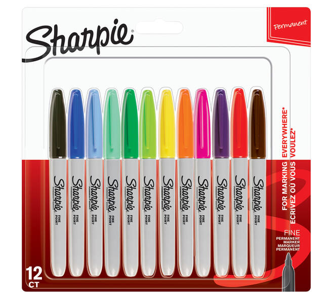 Viltstift Sharpie rond fijn assorti blister à 12 stuks