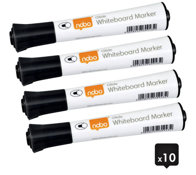 Whiteboardmarker Nobo Glide rond zwart 2mm