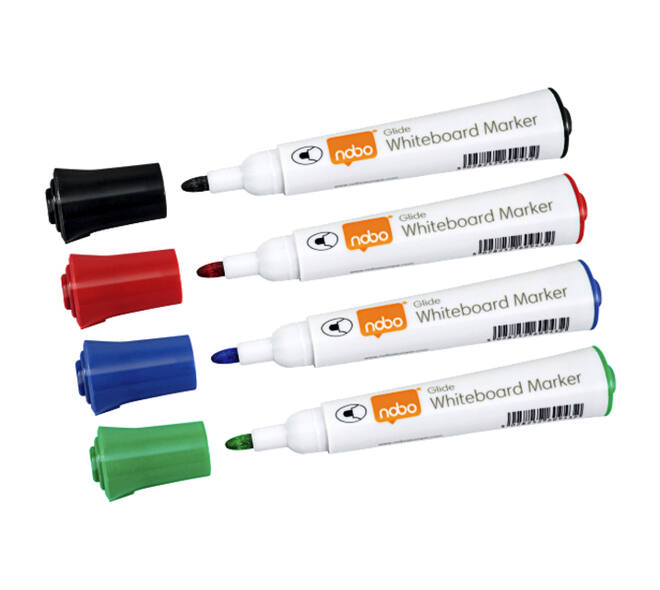 Whiteboardmarker Nobo Glide rond assorti 2mm 10st