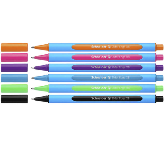 Balpen Schneider Slider Edge extra breed assorti etui à 6 stuks