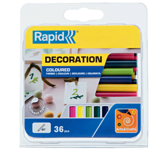 Lijmpatroon Rapid 7mm 5 kleuren assorti 36 stuks