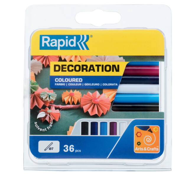 Lijmpatroon Rapid 7mm 5 kleuren assorti 36 stuks