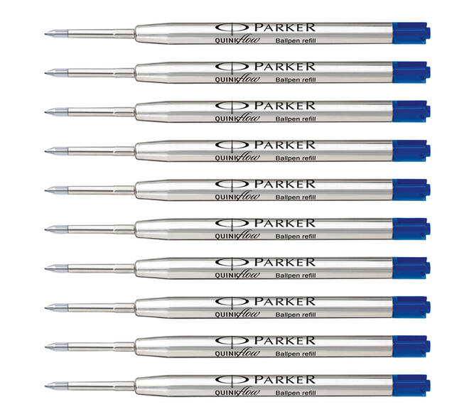 Balpenvulling Parker Quinkflow medium blauw blister à 10 stuks