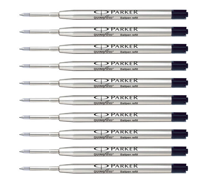Balpenvulling Parker Quinkflow medium zwart blister à 10 stuks