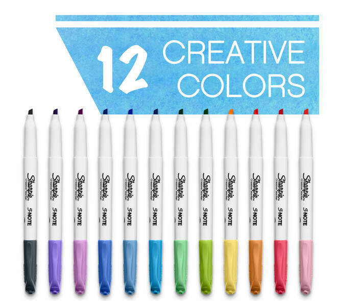 Markeerstift Sharpie S-note assorti blister à 12 stuks