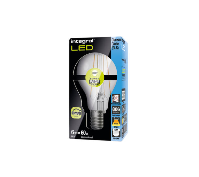 Ledlamp Integral E27 2700K warm wit 6.3W 806lumen