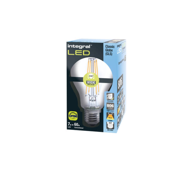 Ledlamp Integral E27 2700K warm wit 7W 806lumen