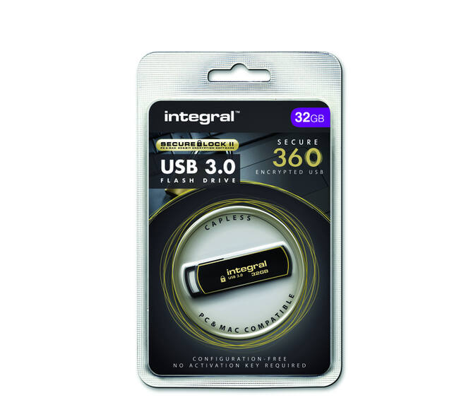 USB stick 3.0 Integral Secure 360 USB-A 32GB zwart