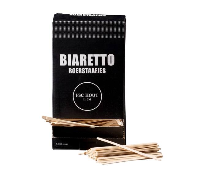 Roerstaafjes Biaretto hout 11cm 2000 stuks