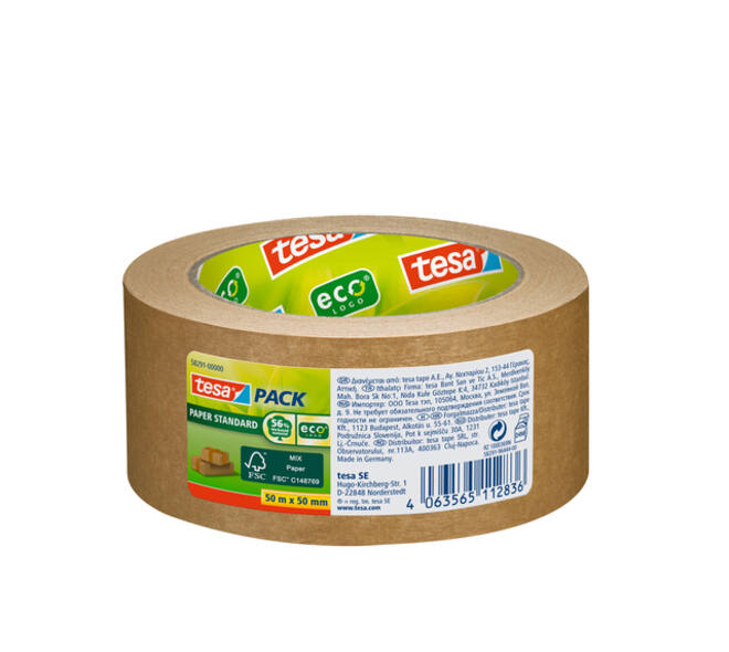 Verpakkingstape tesapack® Papier Standard ecoLogo 50mx50mm bruin