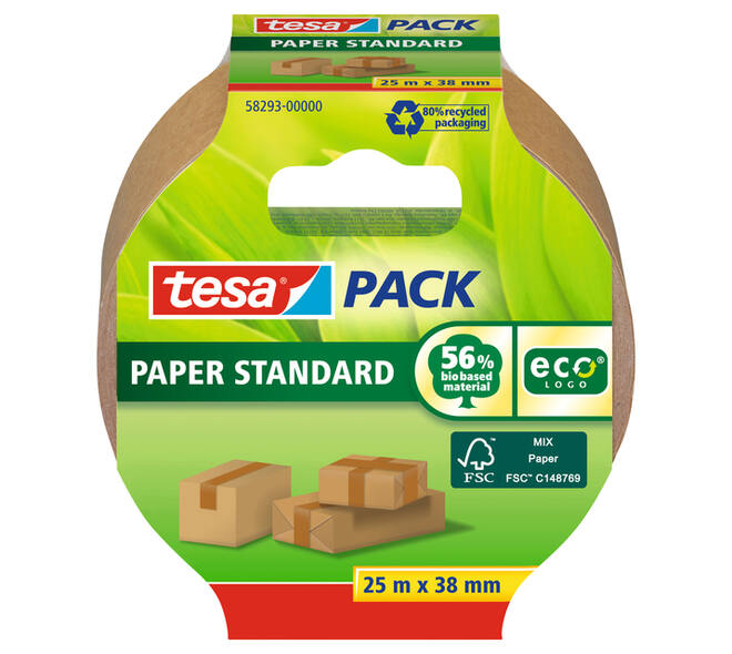 Verpakkingstape tesapack® Papier Standard ecoLogo 25mx38mm bruin
