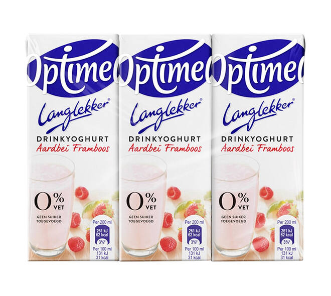 Drinkyoghurt Optimel Langlekker aardbei framboos 20cl