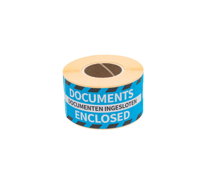 Waarschuwingsetiket Rillprint documents enclosed 46x125mm blauw 250 stuks