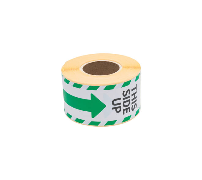 Waarschuwingsetiket Rillprint this side up 46x125mm wit groen 250 stuks