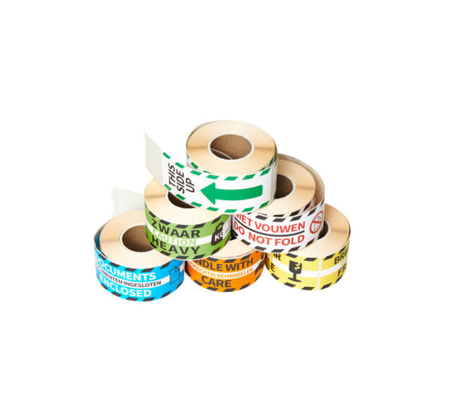 Waarschuwingsetiket Rillprint fragile 46x125mm geel 250 stuks