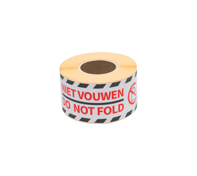 Waarschuwingsetiket Rillprint do not fold 46x125mm wit 250 stuks