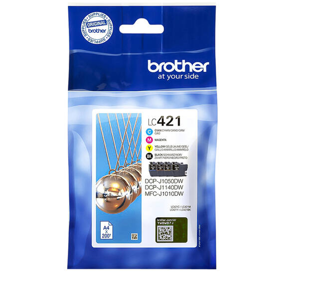 Inktcartridge Brother LC-421 zwart + 3 kleuren