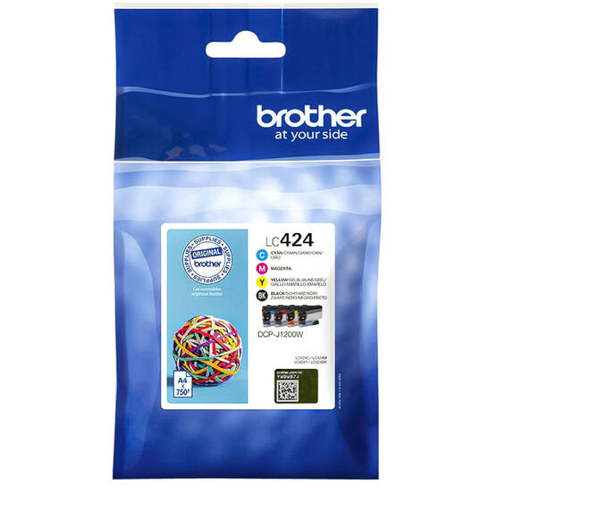 Inktcartridge Brother LC-424 zwart + 3 kleuren