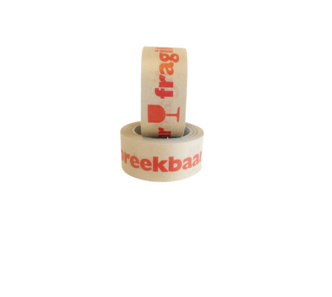 Waarschuwingstape IEZZY 50mmx50m 80p gerecycled papier bruin/rood