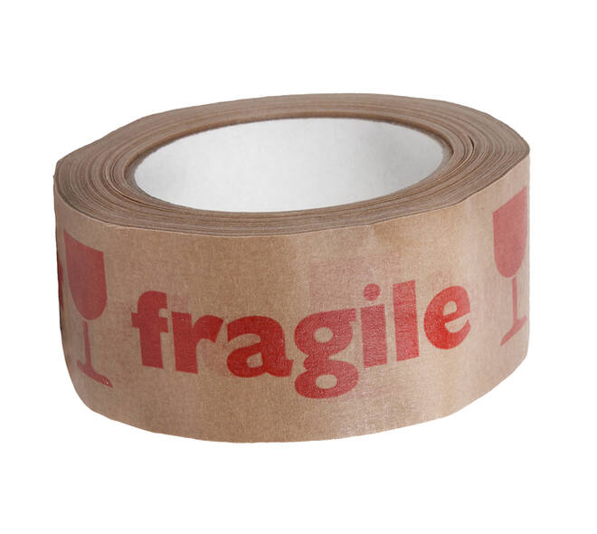 Waarschuwingstape IEZZY 50mmx50m 80p gerecycled papier bruin/rood