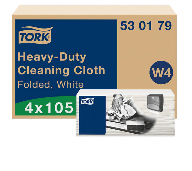 Reinigingsdoek Tork W4 Premium Heavy-Duty gevouwen 1-laags 4x105 vel wit 530179