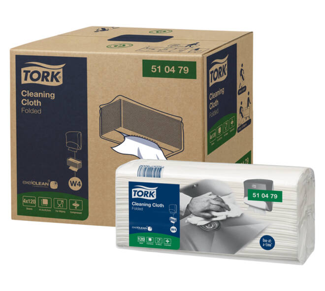 Reinigingsdoek Tork W4 Premium gevouwen 1-laags 4x120 vel wit 510479
