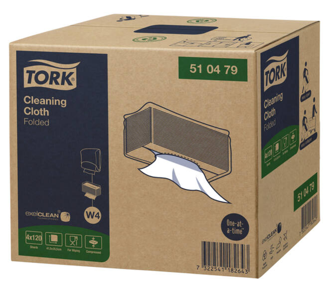 Reinigingsdoek Tork W4 Premium gevouwen 1-laags 4x120 vel wit 510479