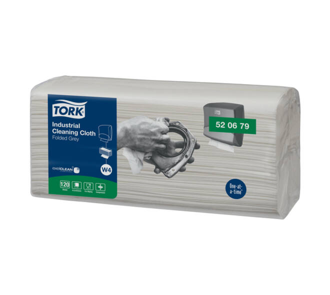 Reinigingsdoek Tork W4 Premium Industrial gevouwen 1-laags 4x120 vel grijs 520679