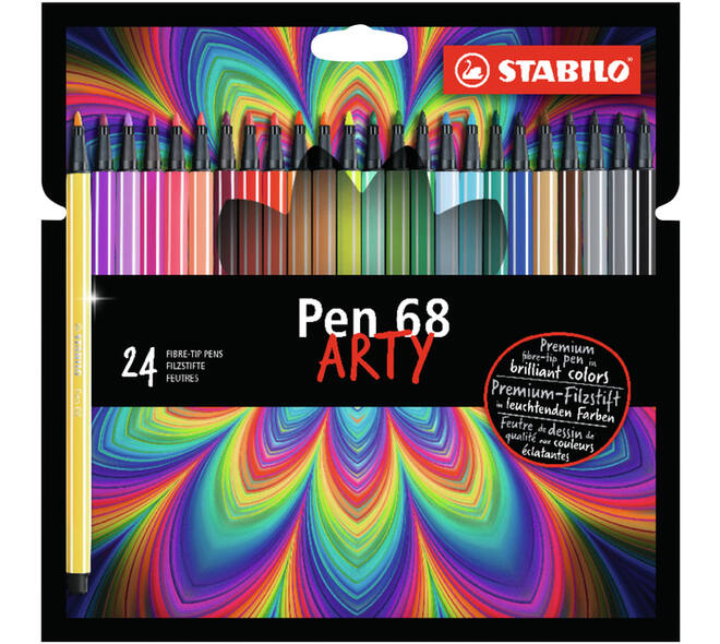 Viltstift STABILO Pen 68/24 Arty medium assorti etui à 24 stuks