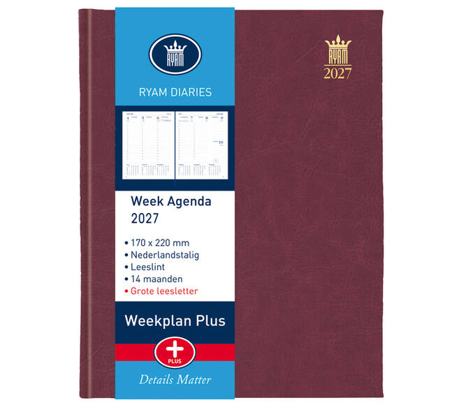 Agenda 2027 Ryam Weekplan Plus Mundior groot letter 7dagen/2pagina's assorti