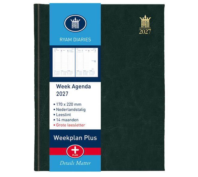 Agenda 2027 Ryam Weekplan Plus Mundior groot letter 7dagen/2pagina's assorti