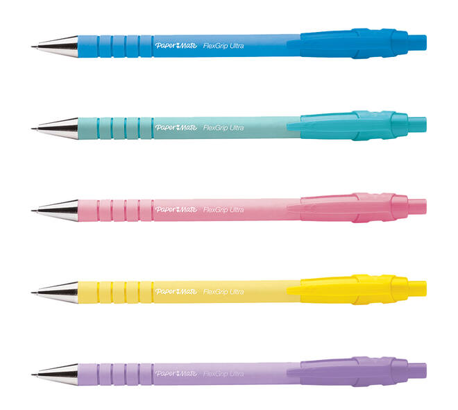 Balpen Paper Mate Flexgrip Ultra pastel medium assorti blister à 5st